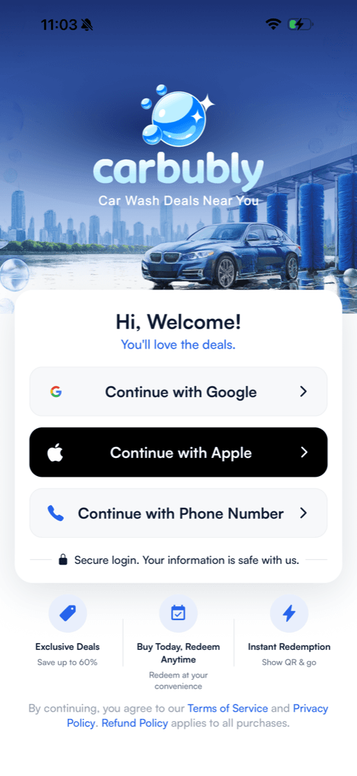 Sign In — Carbubly app screen
