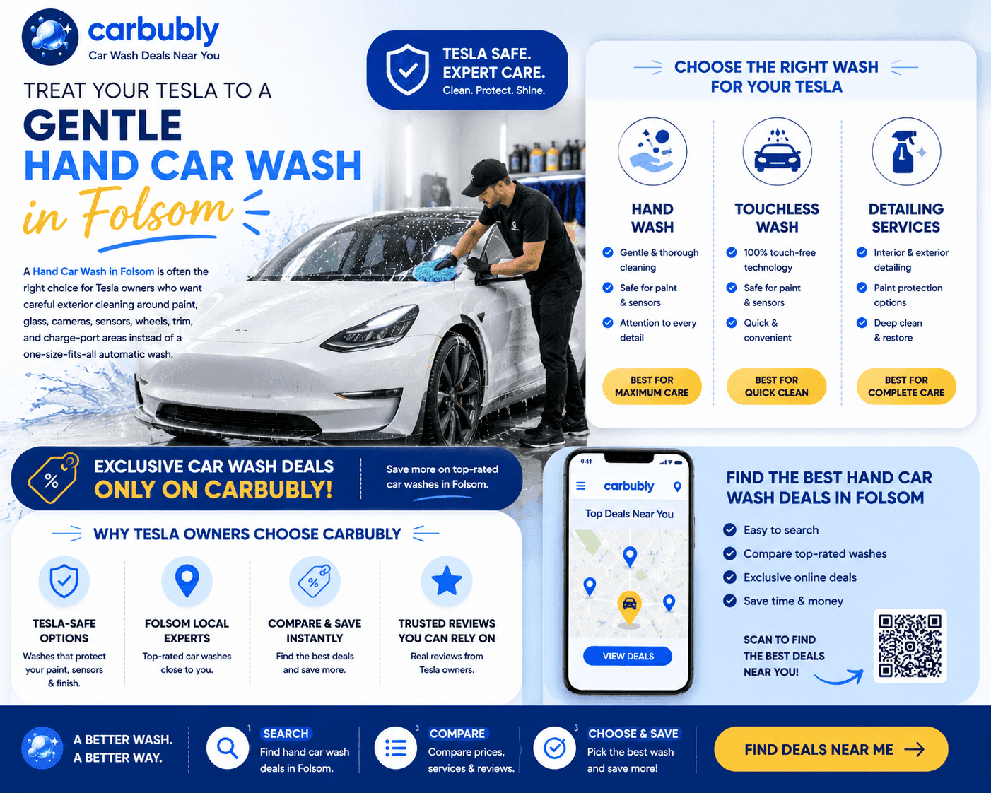 Hand Car Wash in Folsom for Tesla Owners