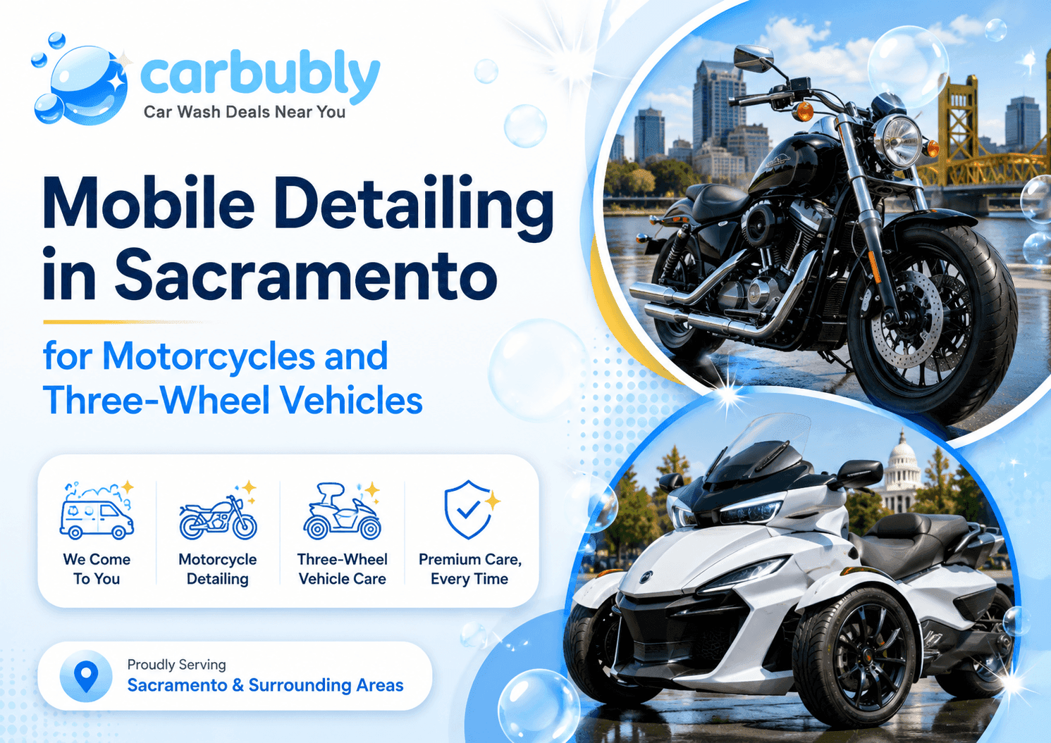 Mobile Detailing in Sacramento for Motorcycles & Three-Wheel