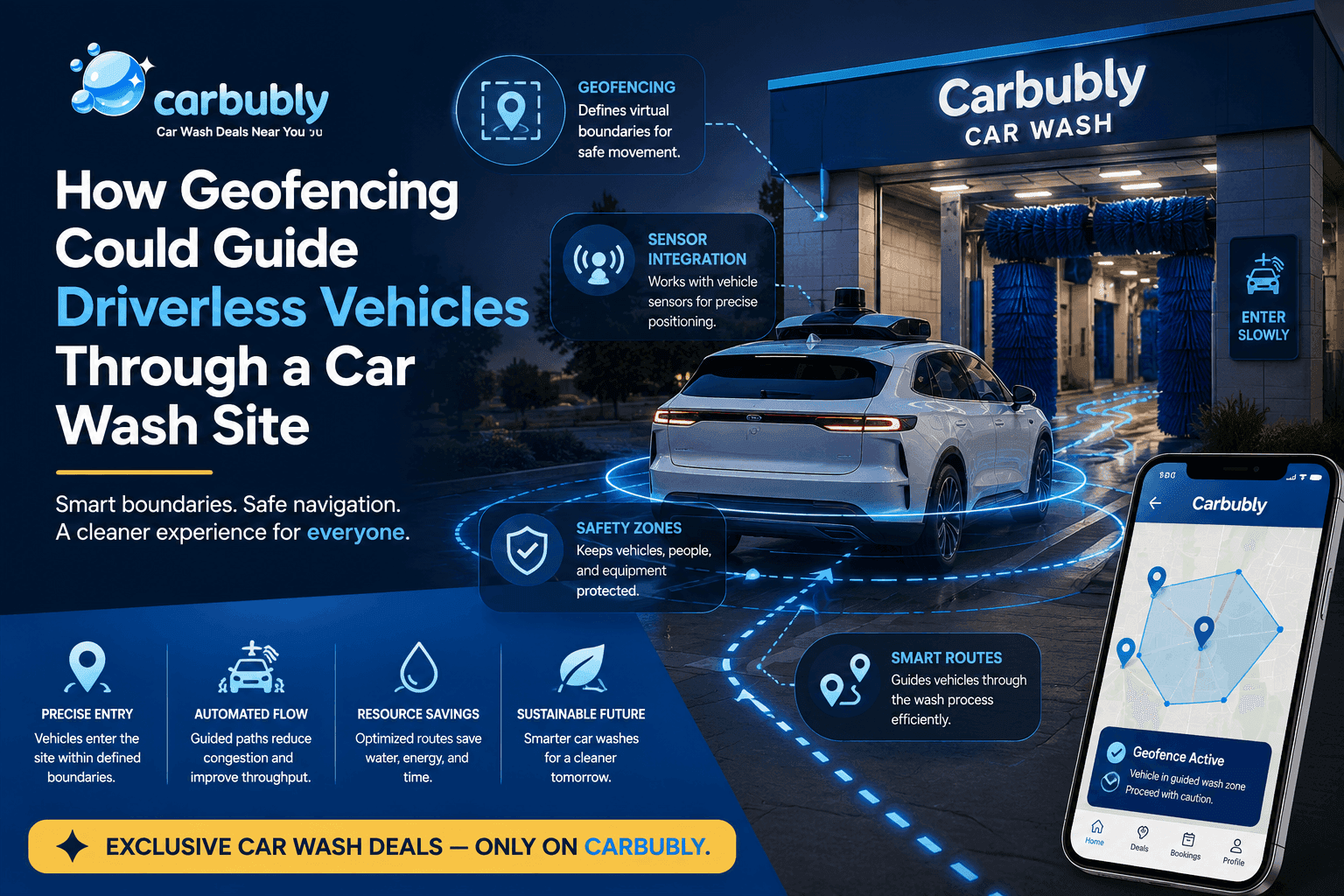 How Geofencing Guide Driverless Vehicles Through a Car Wash