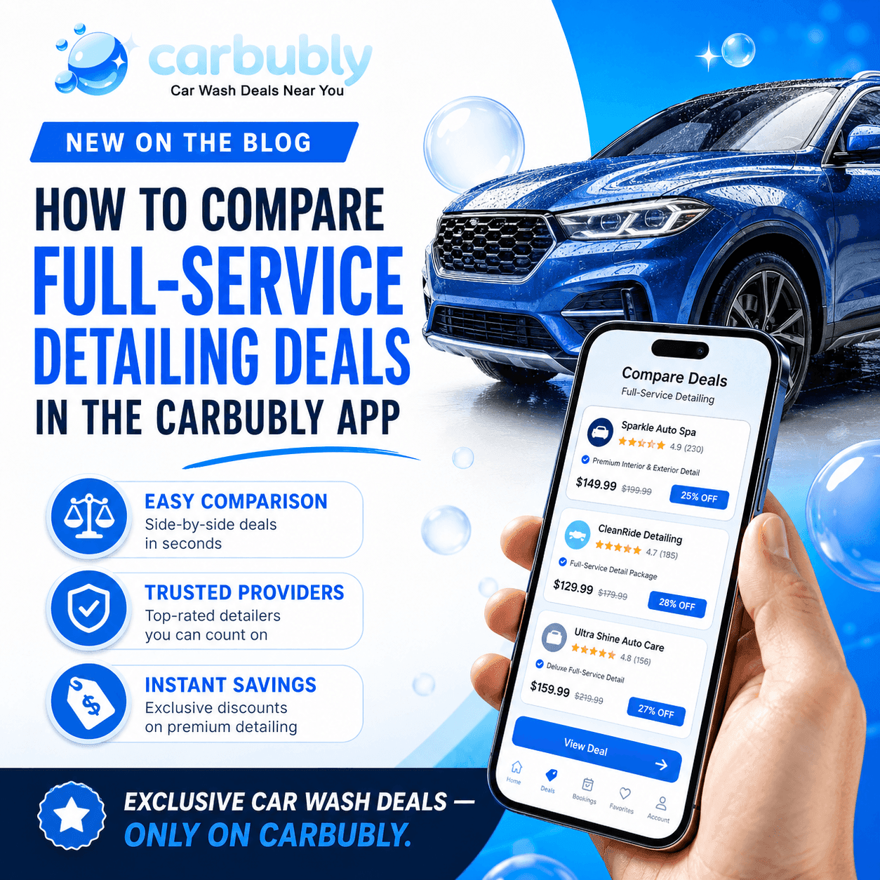 How to Compare Full Service Detailing Deals in the Carbubly App